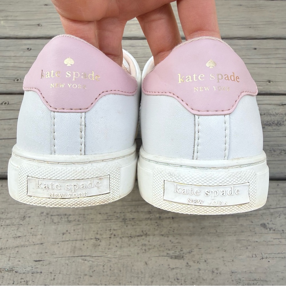 Kate Spade NY Angelise white and pink perforated leather sneakers size 8 - Picture 9 of 15